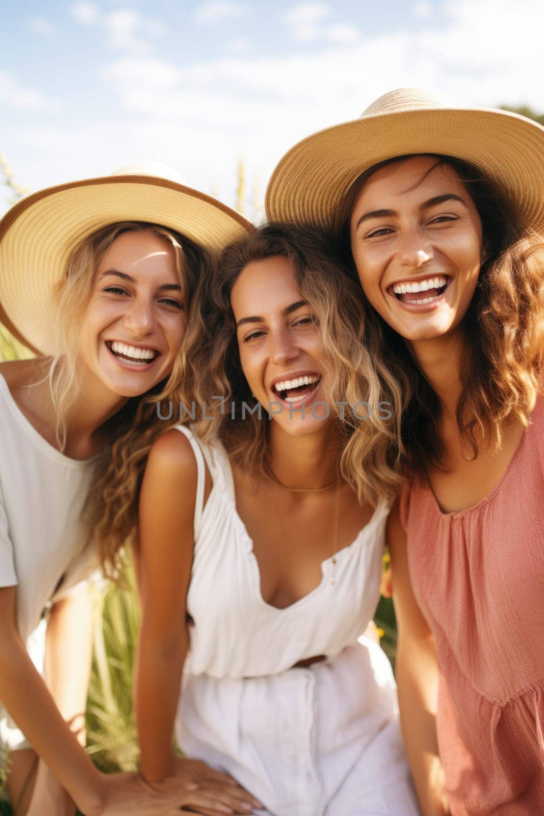 happy female friends having fun together outdoors. AI Generated by Desperada