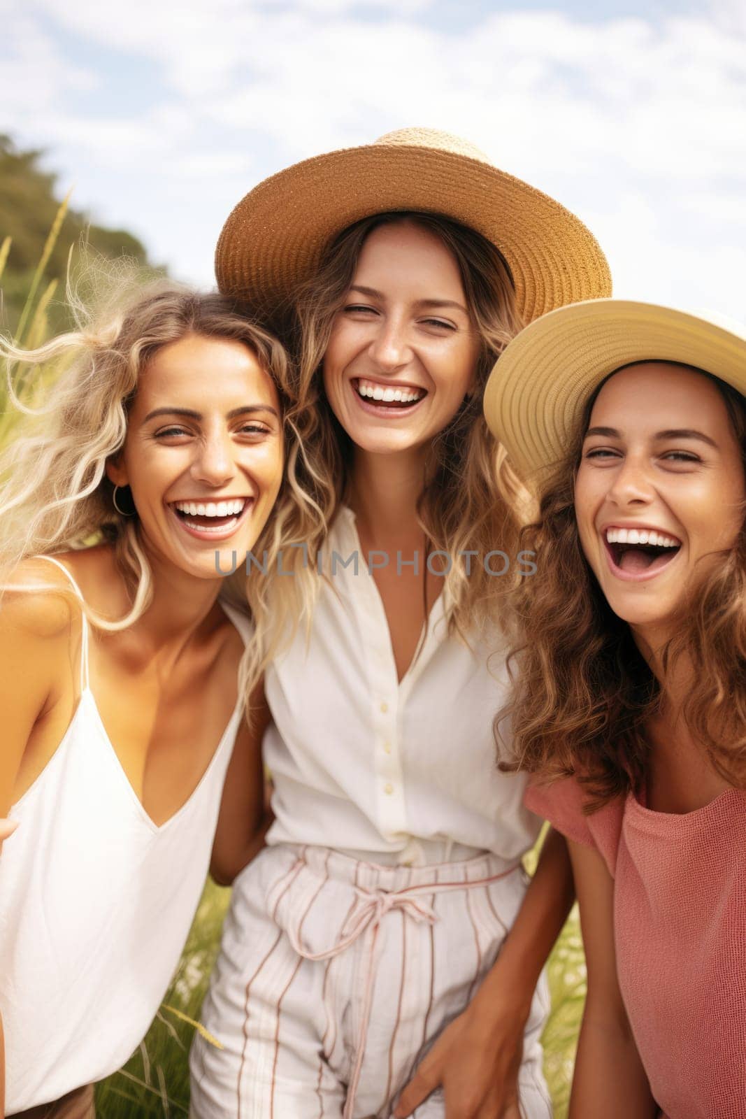 happy female friends having fun together outdoors. AI Generated by Desperada