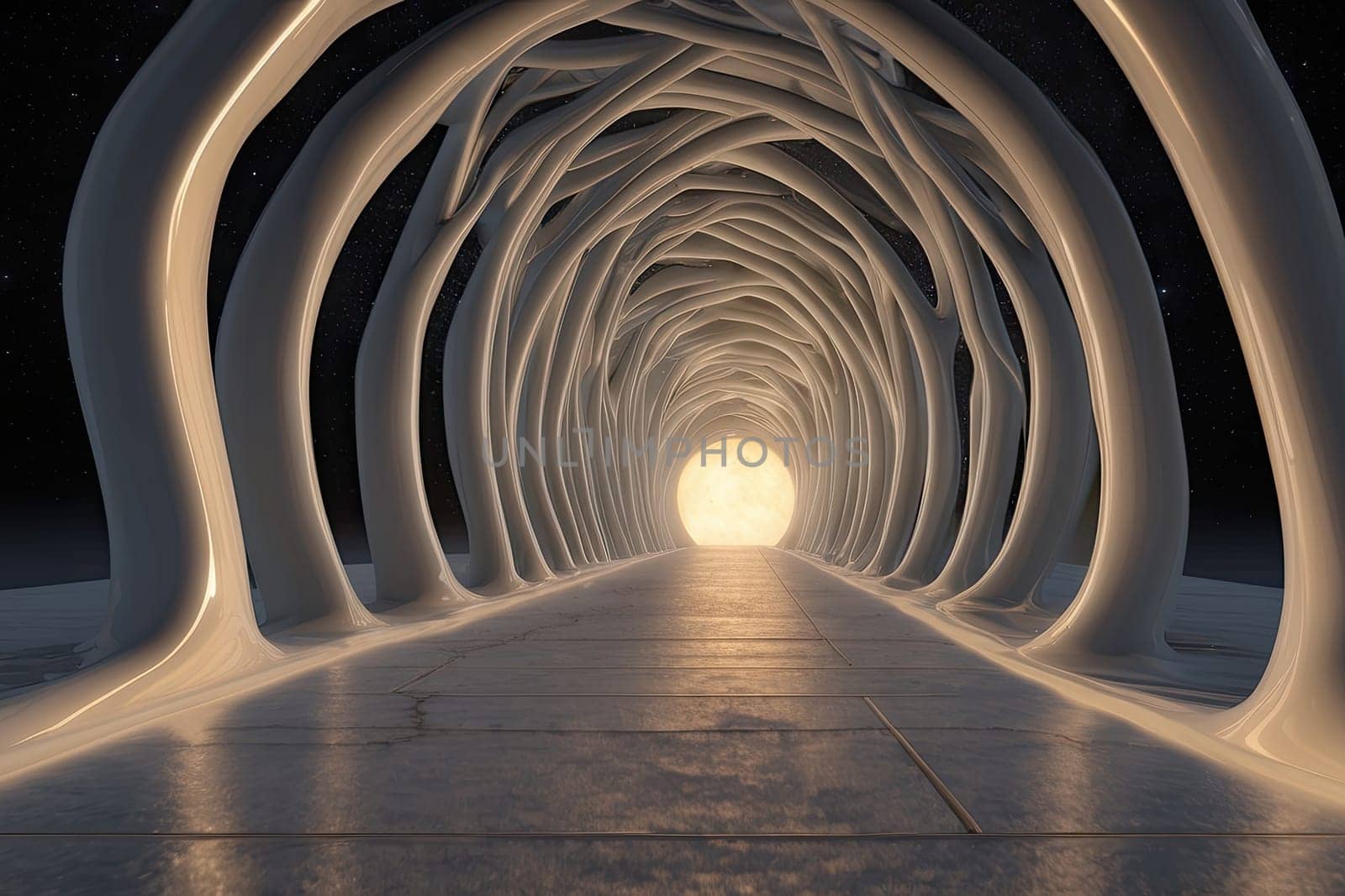 Light at the end of the intertwined tunnel. AI generated