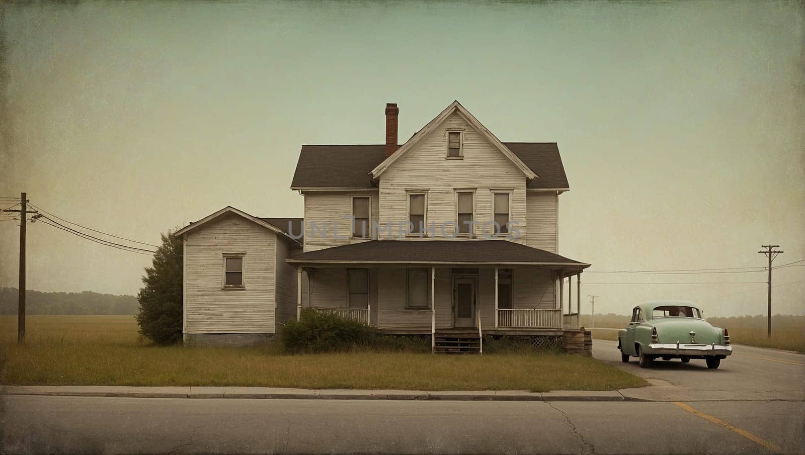 Photo of an old house. AI generated