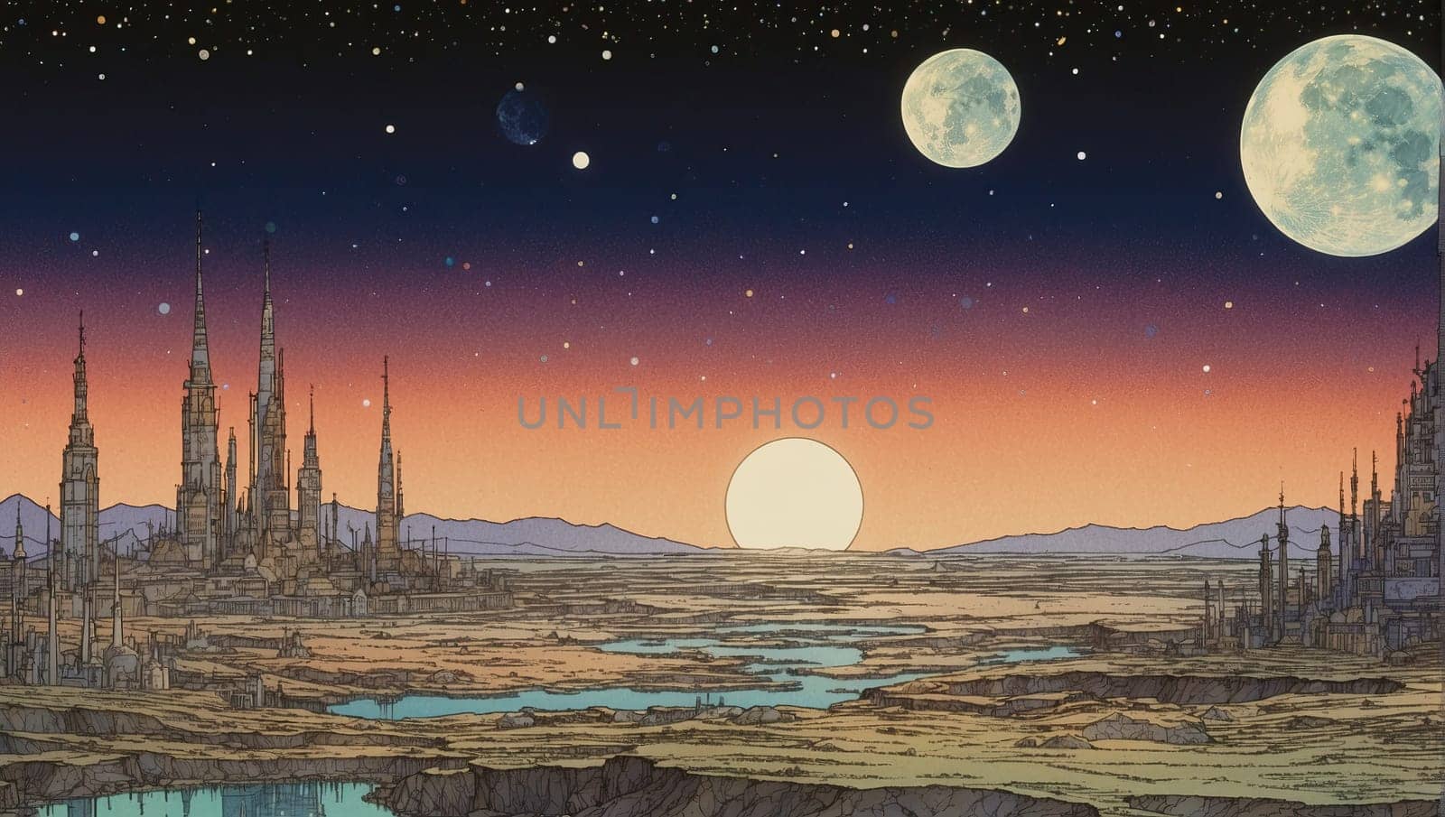 Futuristic lunar city by applesstock