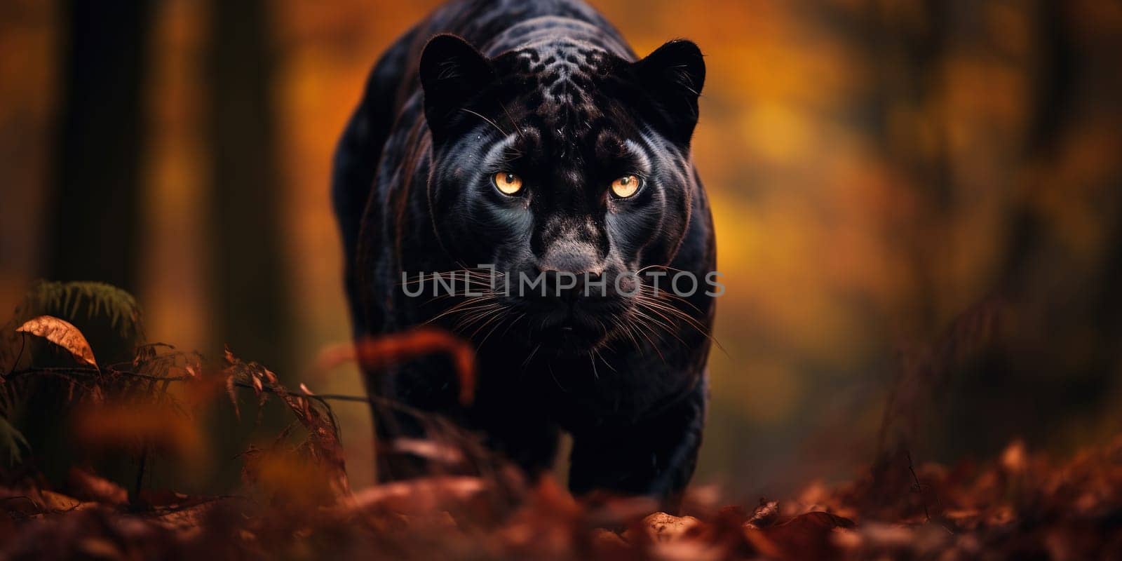 Black panther with black fur rather than the typical spotted coatin the nature, wildlife concept