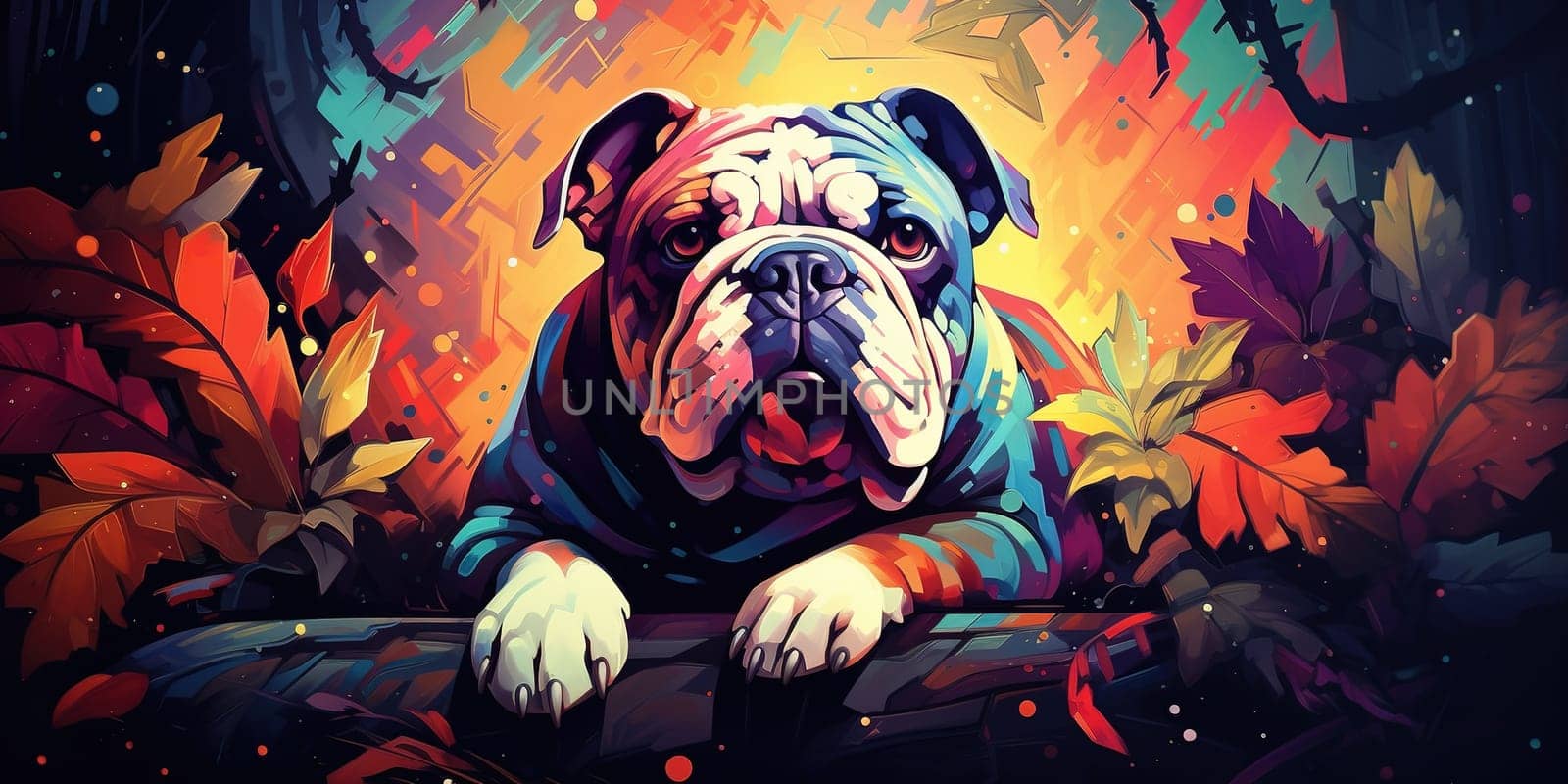 Portrait of bulldog, art illustration, animal concept by Kadula