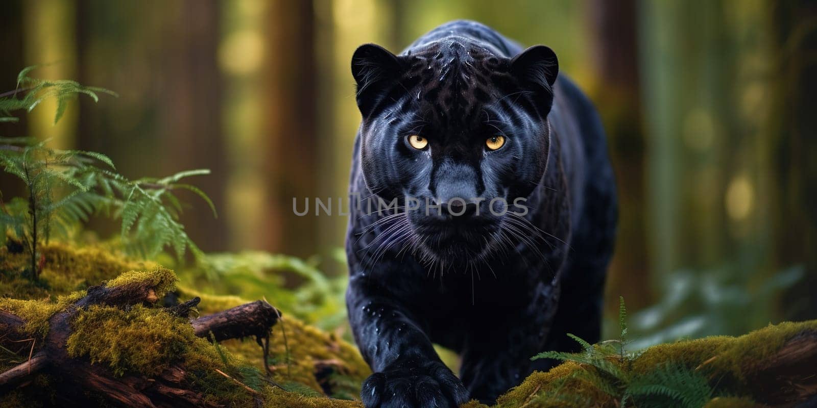 Black panther with black fur rather than the typical spotted coatin a nature, wildlife concept by Kadula