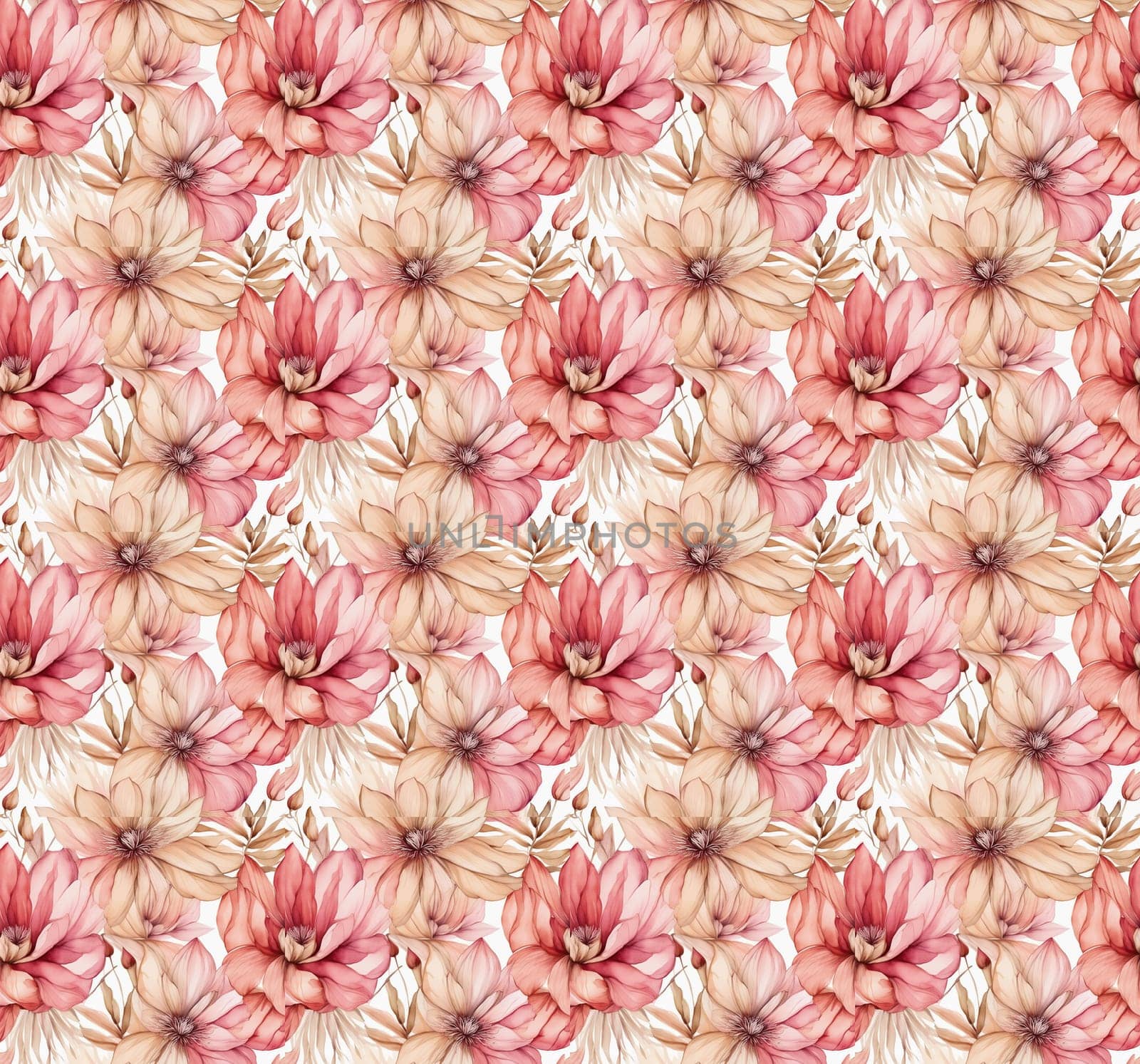 Abstract background of watercolor flowers, pink and beige colors by Annu1tochka