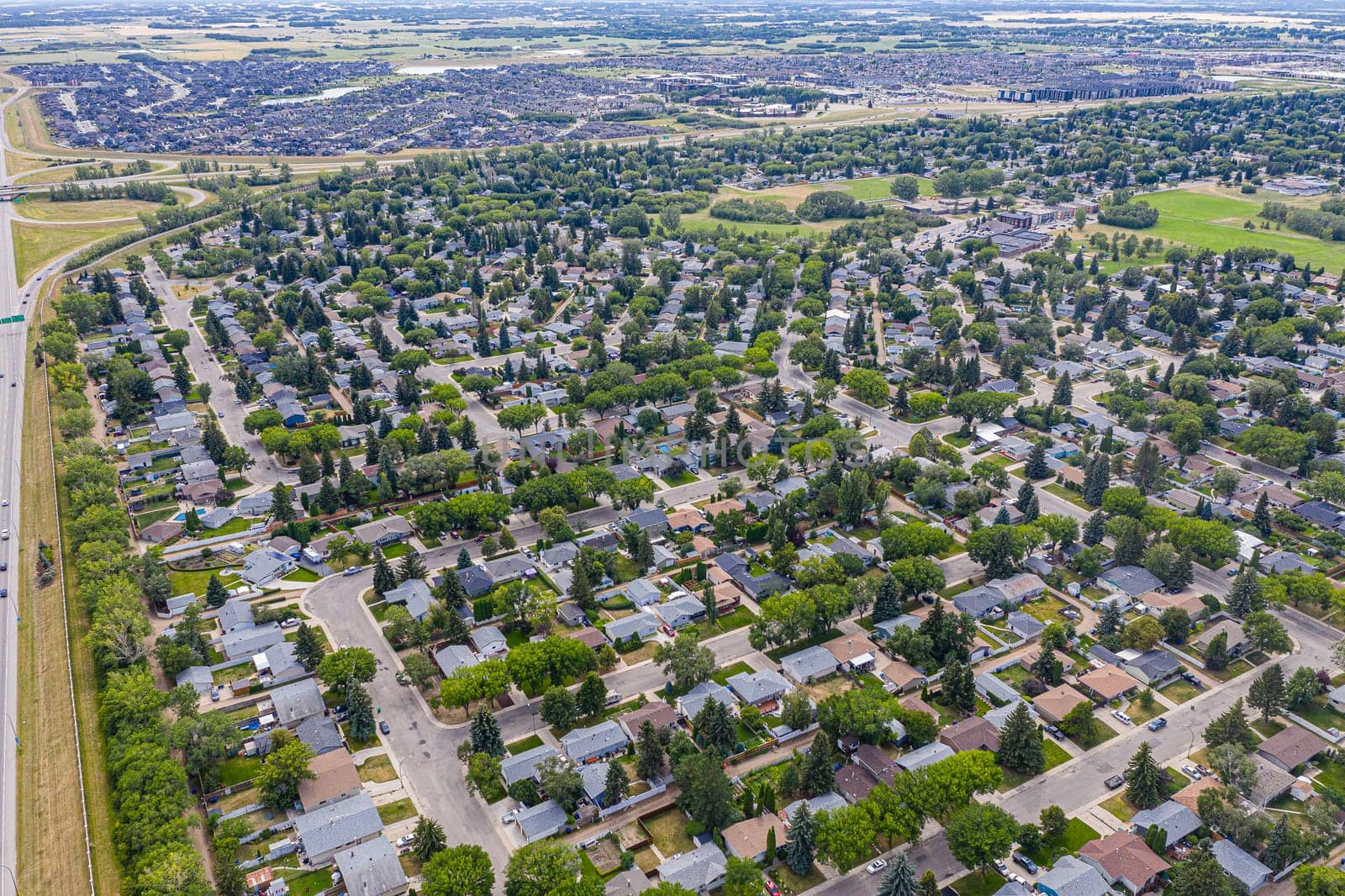 Discover Eastview in Saskatoon from above. This drone image showcases the neighborhood's charming streets, family-friendly parks, and community spirit, all under the expansive Saskatchewan sky.