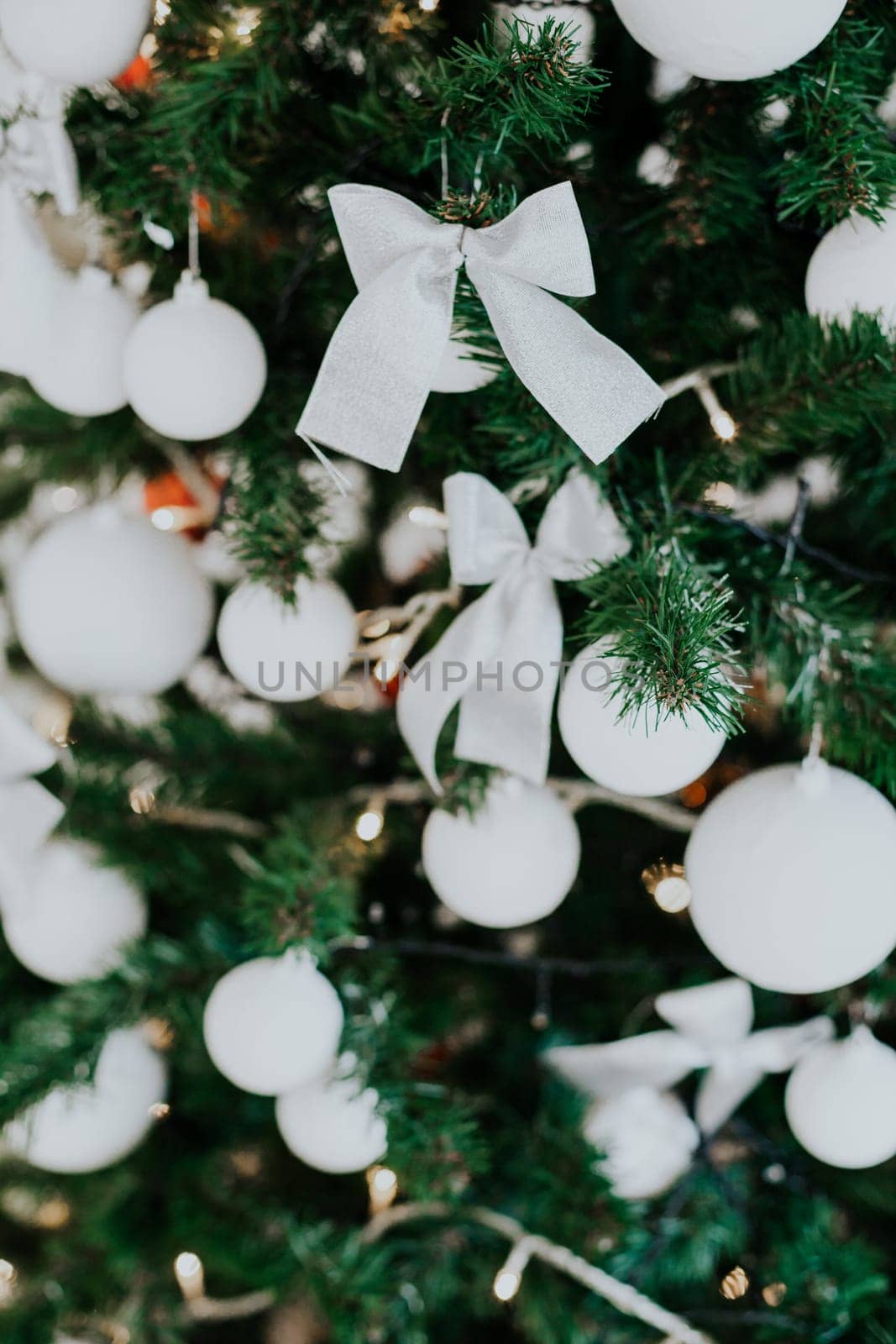 Christmas tree with presents, Garland lights new year postcard 1