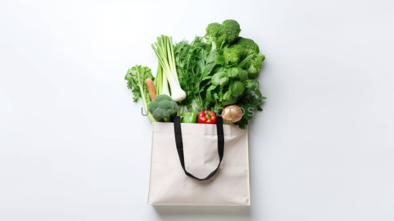 Shopping bag with vegetables. Healthy eating on a white background by natali_brill