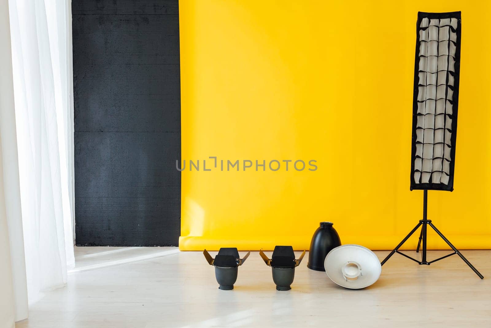 accessories photo studio on a yellow background