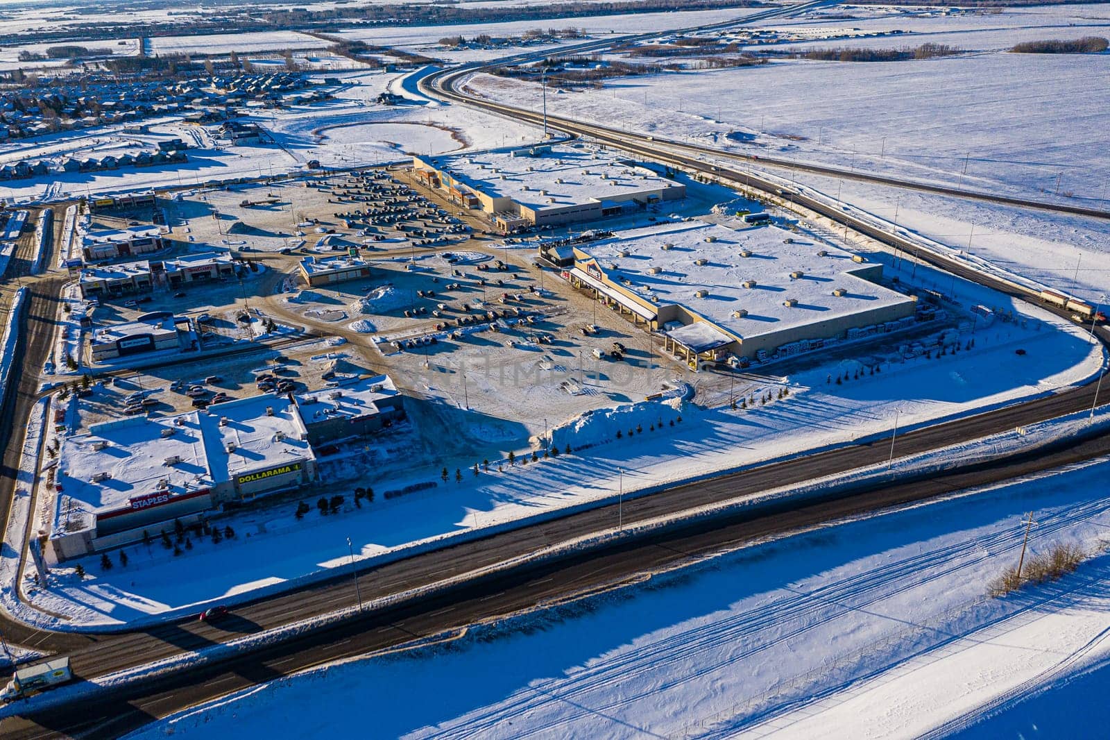 Aerial view of the Kensington neighborhood of Saskatoon. Dec 3, 2020