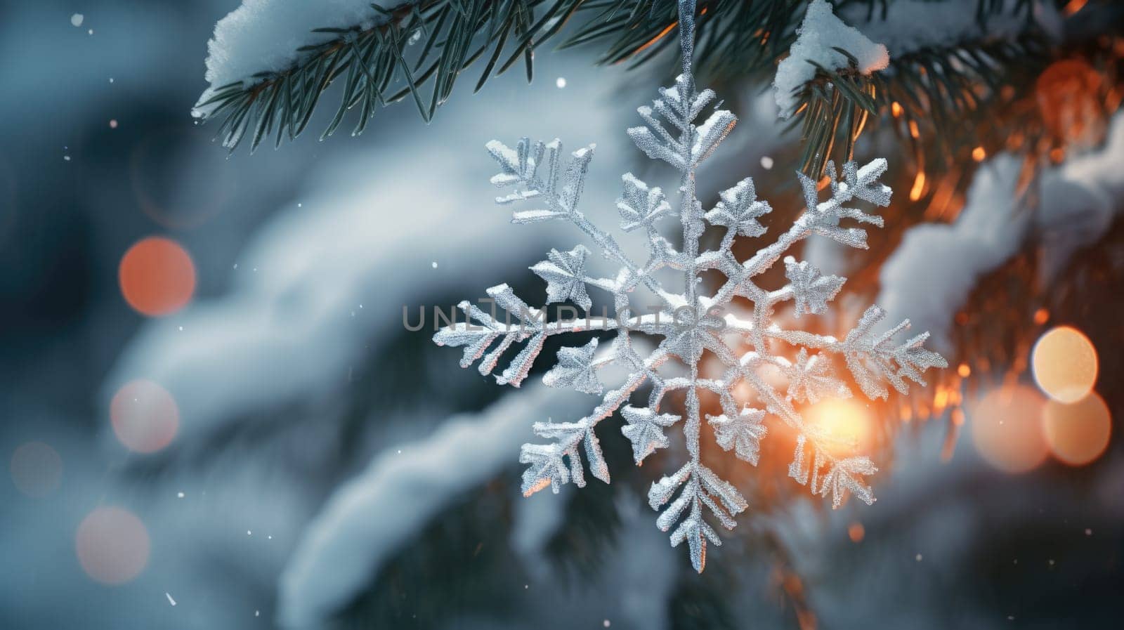 snowflake ornaments, natural snow ice, ai