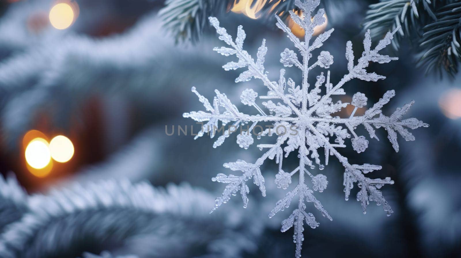 snowflake ornaments, natural snow ice, ai