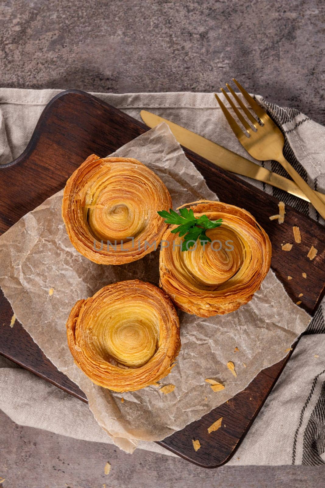 Pastries filled with meat, traditionally baked in black clay molds both from the region on Vila Real, Portugal.