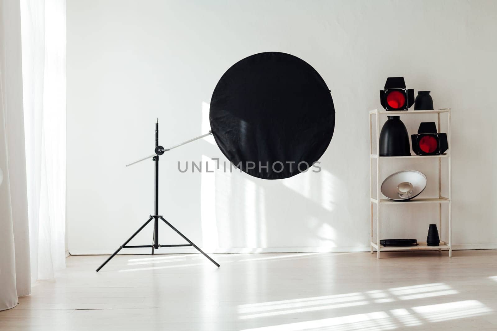 Equipment white photo studio accessories photographer flash by Simakov