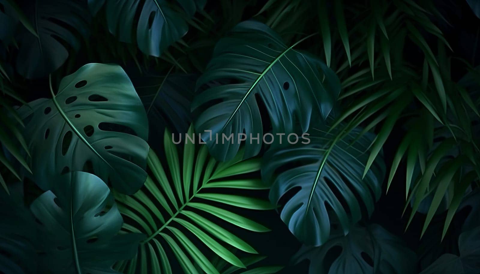 Close-up tropical plants in the jungle in 4k