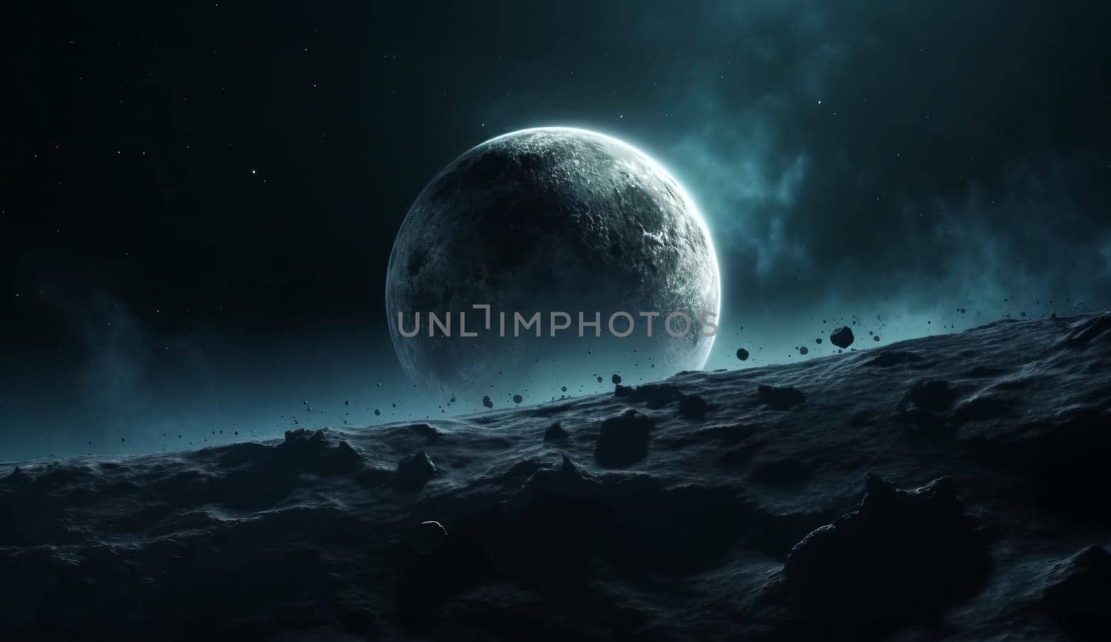 Moon in space in the background of the planet by studiodav