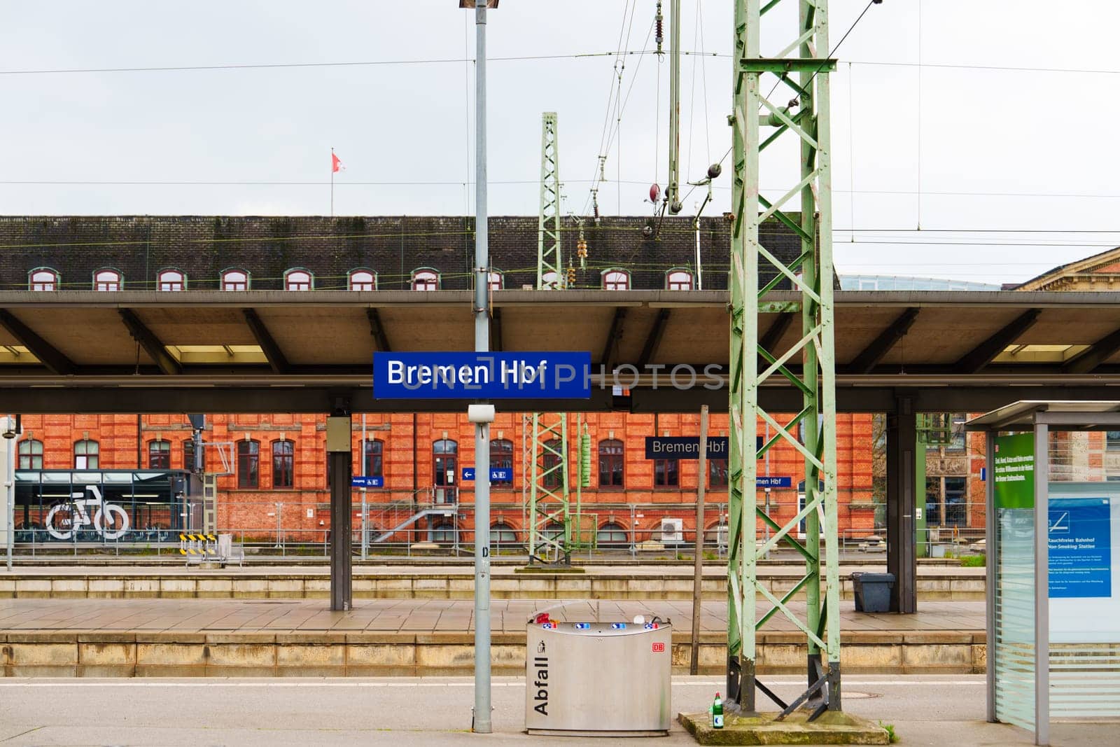 Bremen Central Railway Station Platforms with Passenger Waiting for Trains by PhotoTime