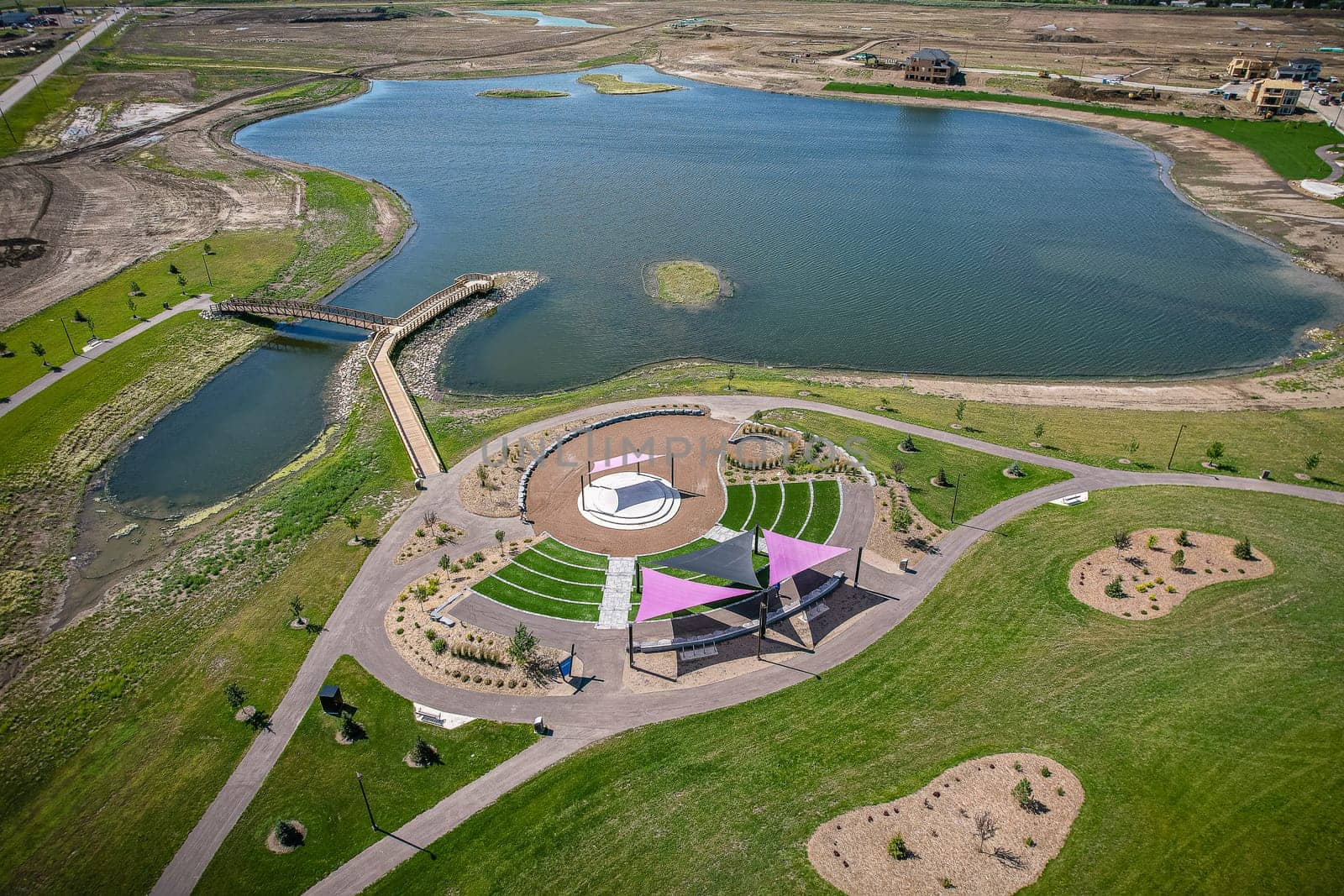 Aerial view of Brighton which is a neighbourhood in Saskatoon, Saskatchewan, and is the first of several communities planned for the Holmwood Suburban Development Area on the east side of the city.