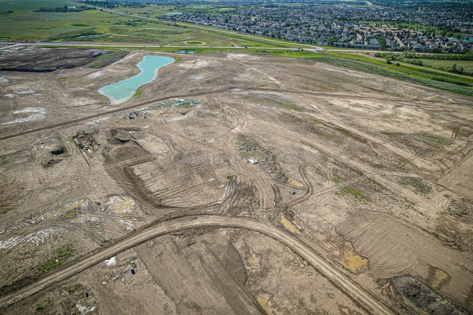 Aerial view of Brighton which is a neighbourhood in Saskatoon, Saskatchewan, and is the first of several communities planned for the Holmwood Suburban Development Area on the east side of the city.