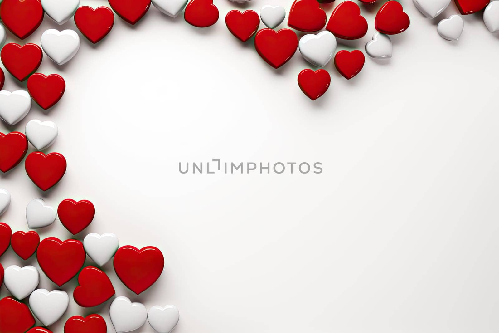 red hearts border forming a big white heart with empty space for text.