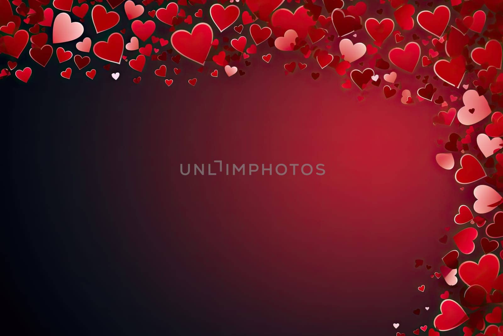 red hearts border template on red background with empty space for text by papatonic