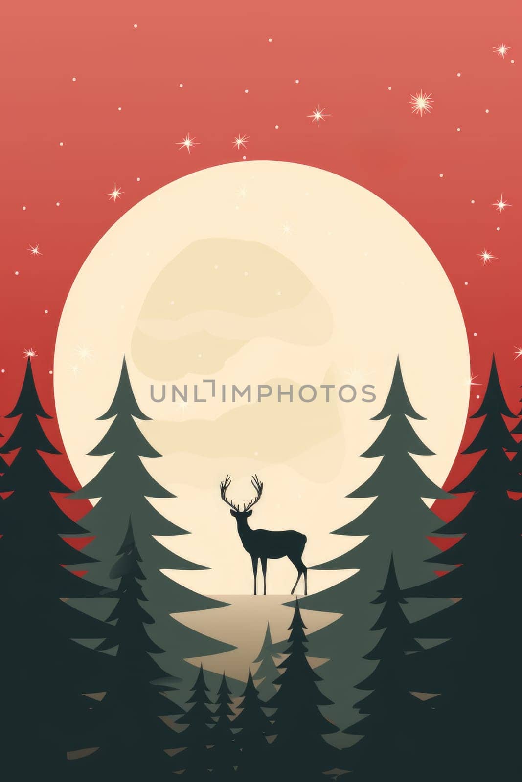 x'mas card christmas tree minimalistic design, ai