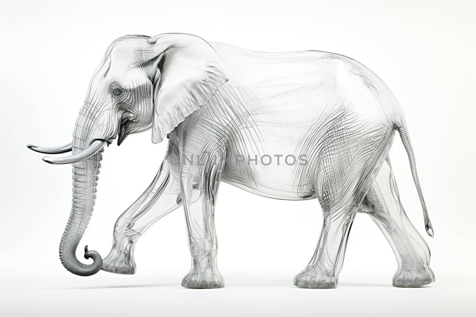 Elephant drawing isolated on white background.