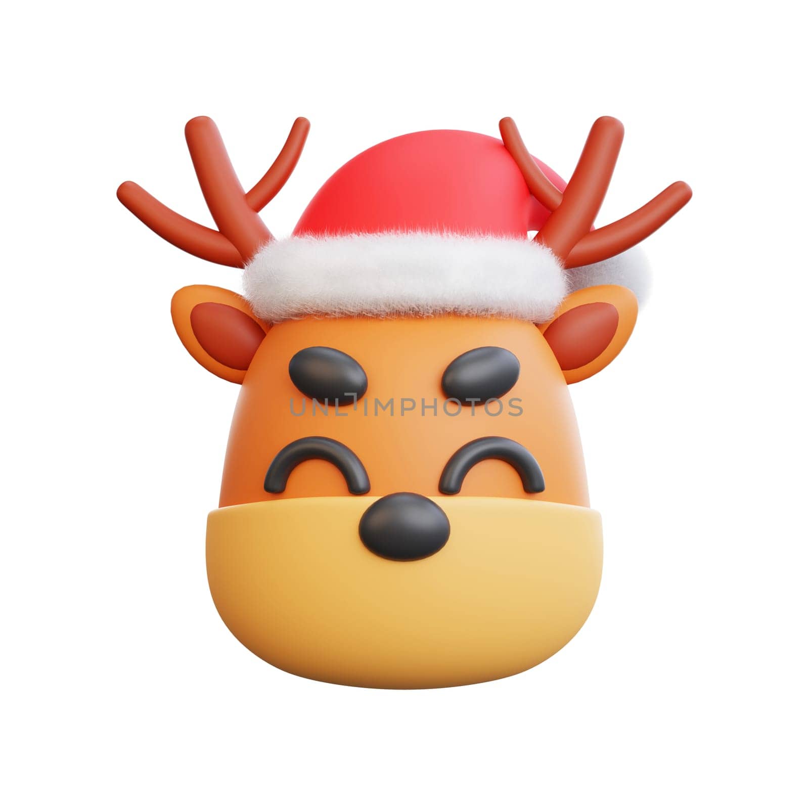 3D illustration of a Christmas reindeer icon. Perfect for Christmas and happy new year celebrations