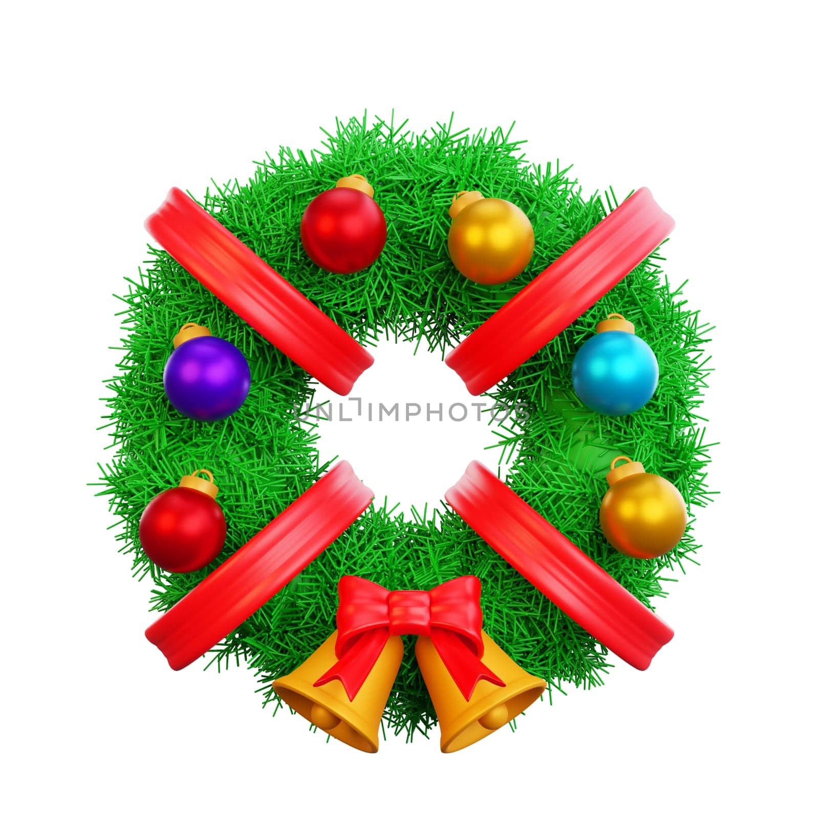 3D illustration of a Christmas wreath icon. Perfect for Christmas and happy new year celebrations
