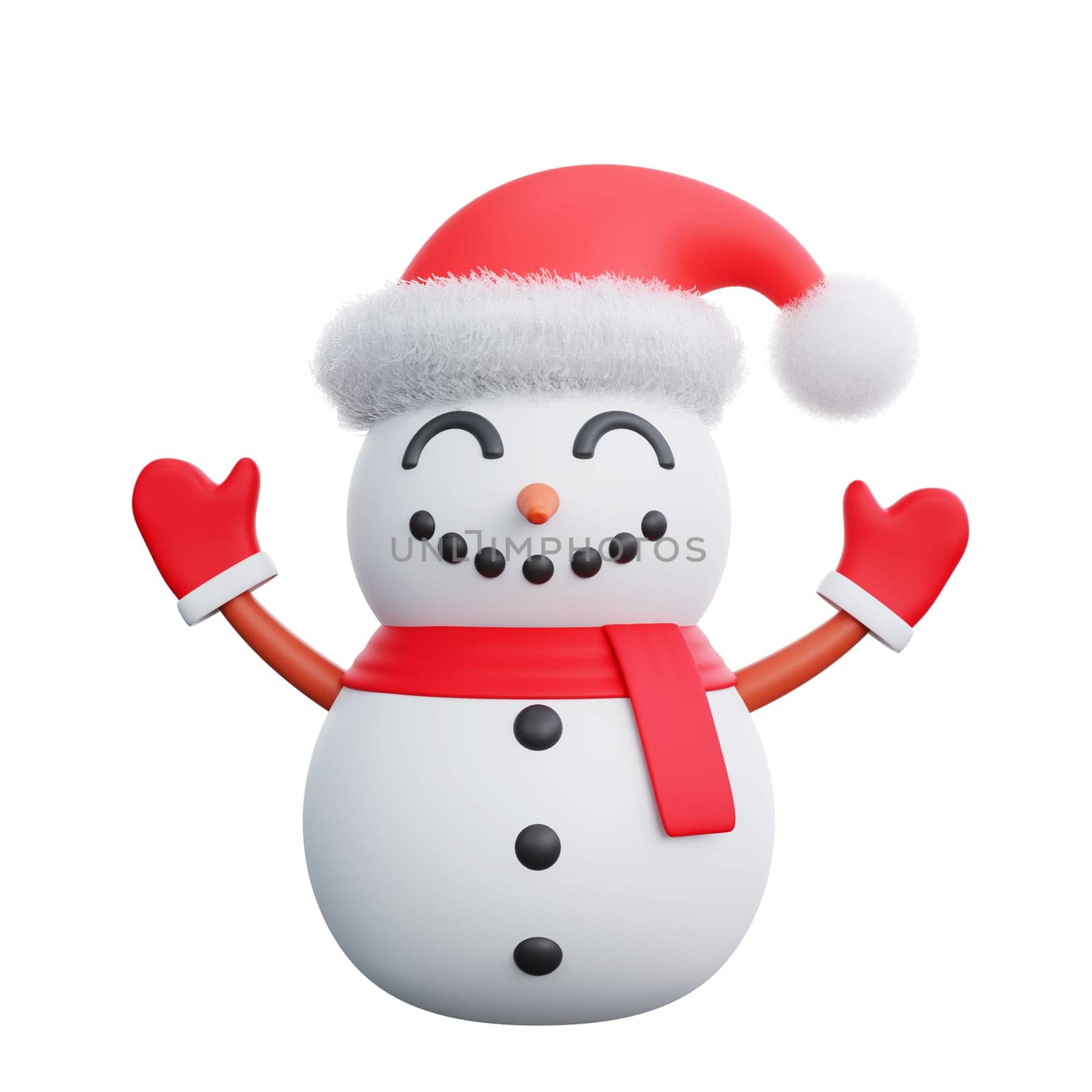 3D illustration of a Christmas snowman icon. Perfect for Christmas and happy new year celebrations