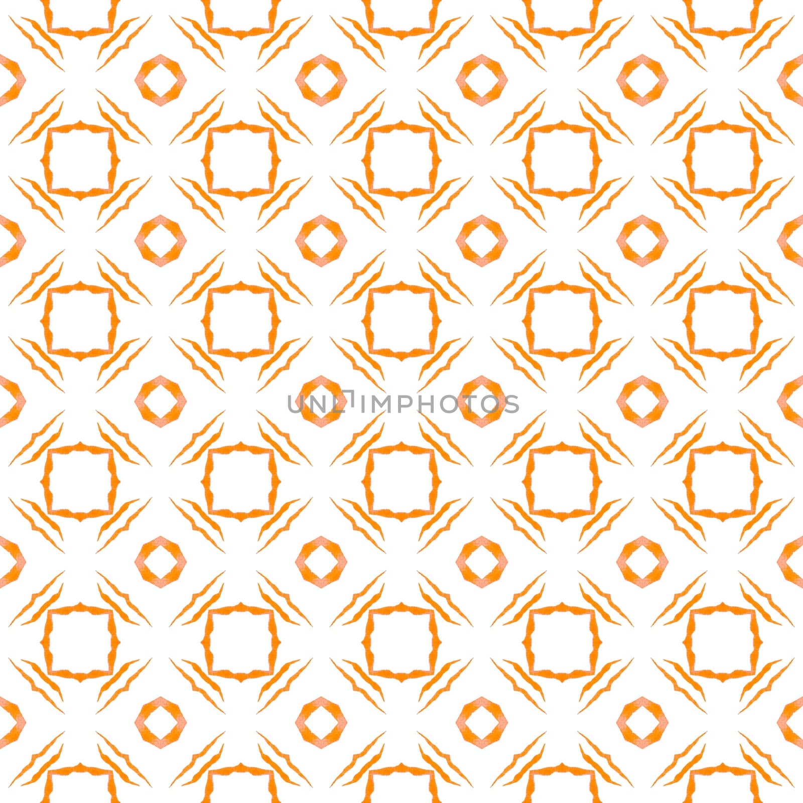 Arabesque hand drawn design. Orange wonderful boho chic summer design. Oriental arabesque hand drawn border. Textile ready sightly print, swimwear fabric, wallpaper, wrapping.