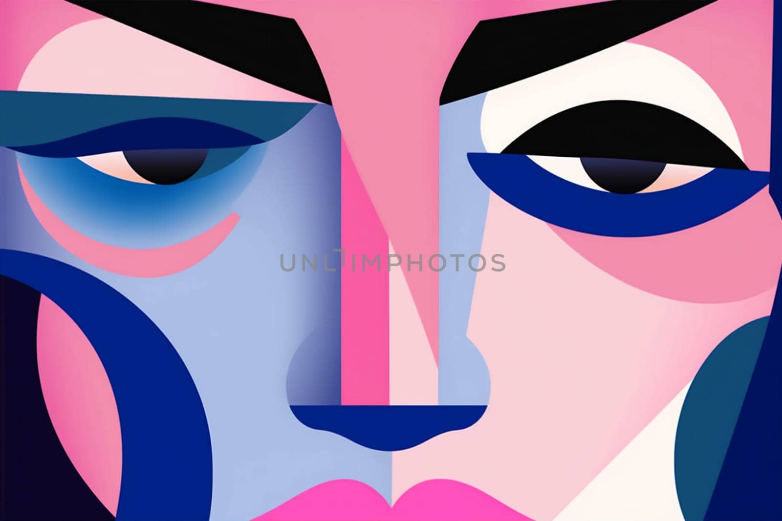 man woman face cubist fashion portrait cubism modern poster graphic abstract. Generative AI. by Vichizh