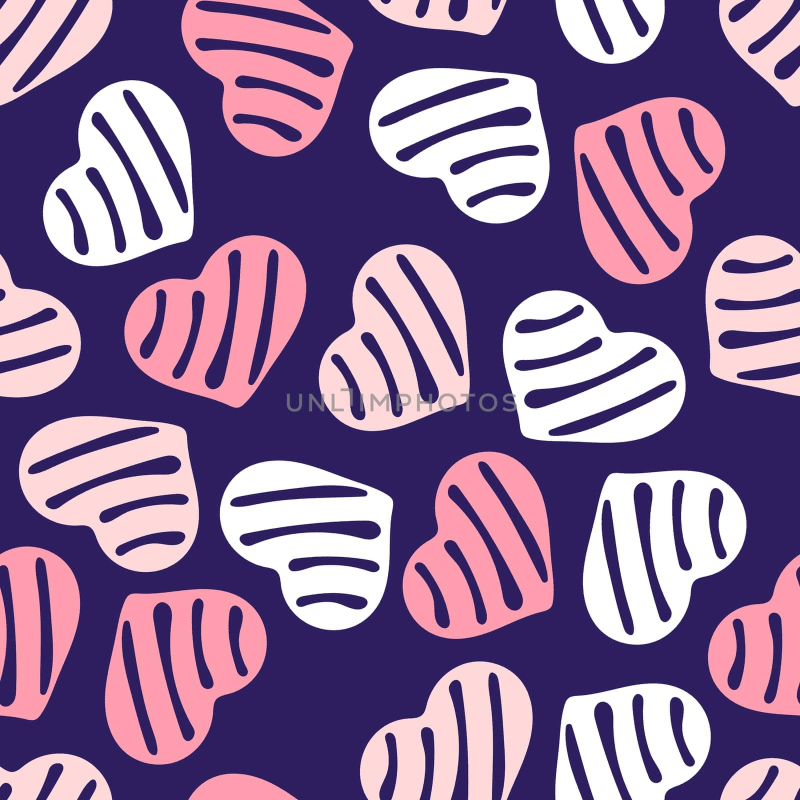 Hand Drawn Seamless Patterns with Hearts in Doodle Style. by Rina_Dozornaya