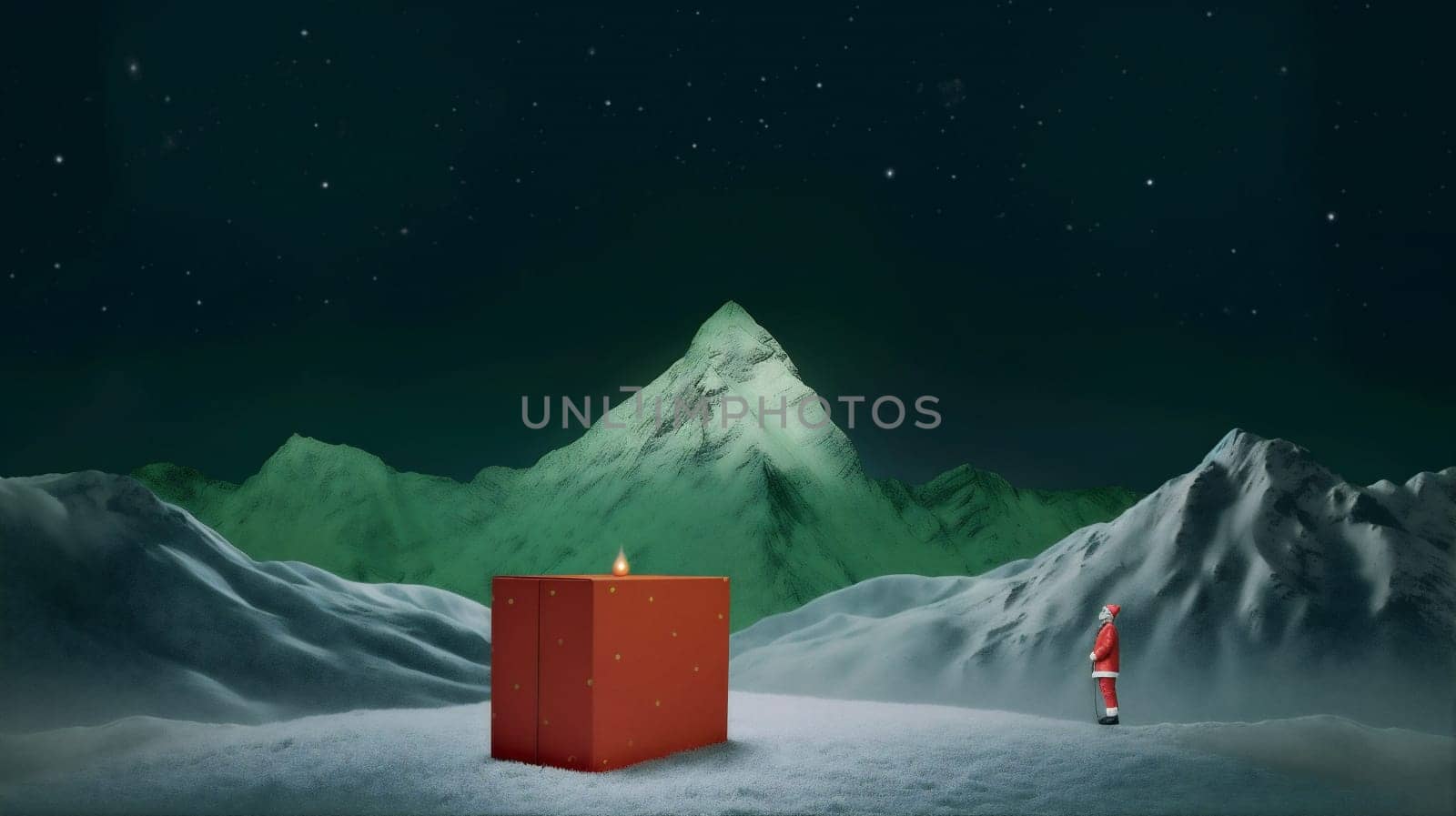 winter snow mountain nature costume christmas sky night santa holiday. Generative AI. by Vichizh
