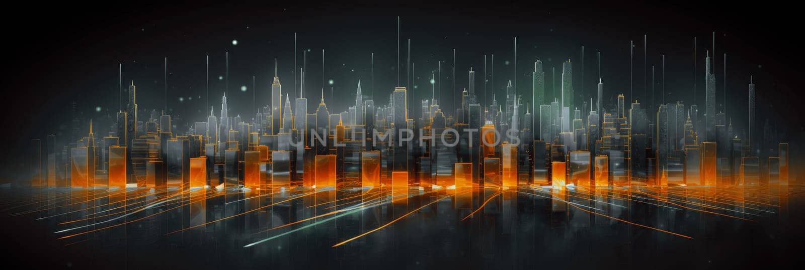 Abstract futuristic night city, Concept for IOT, smart city, speed connection and taintless advanced communication network.