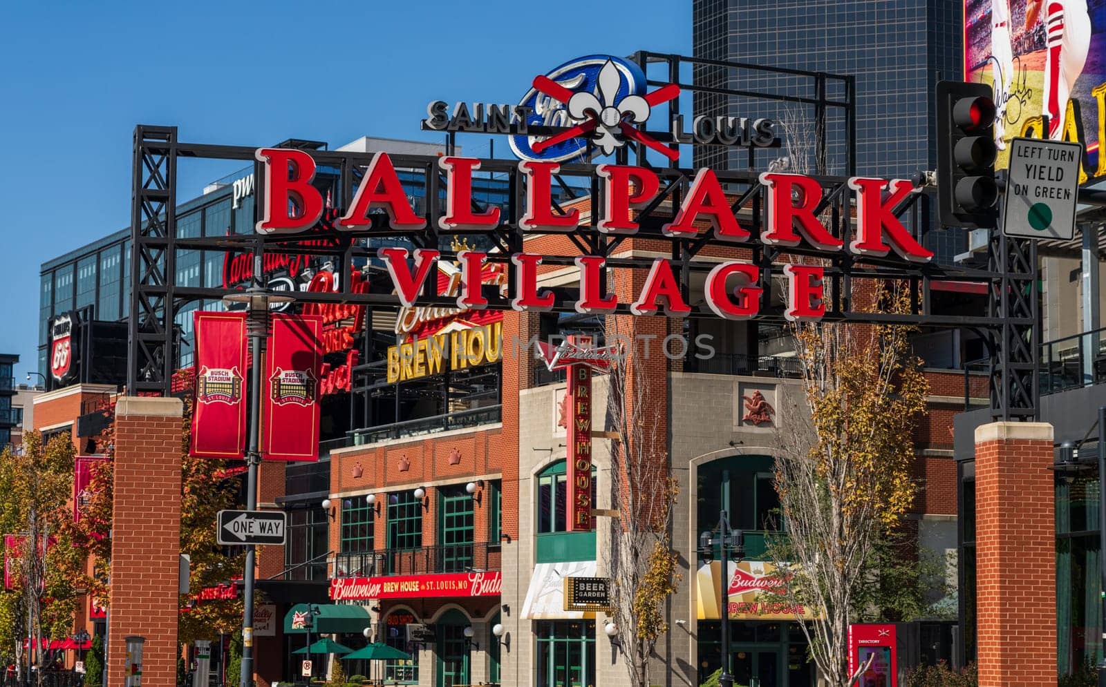 Sign outside Saint Louis Ballpark Village in St Louis MO by steheap