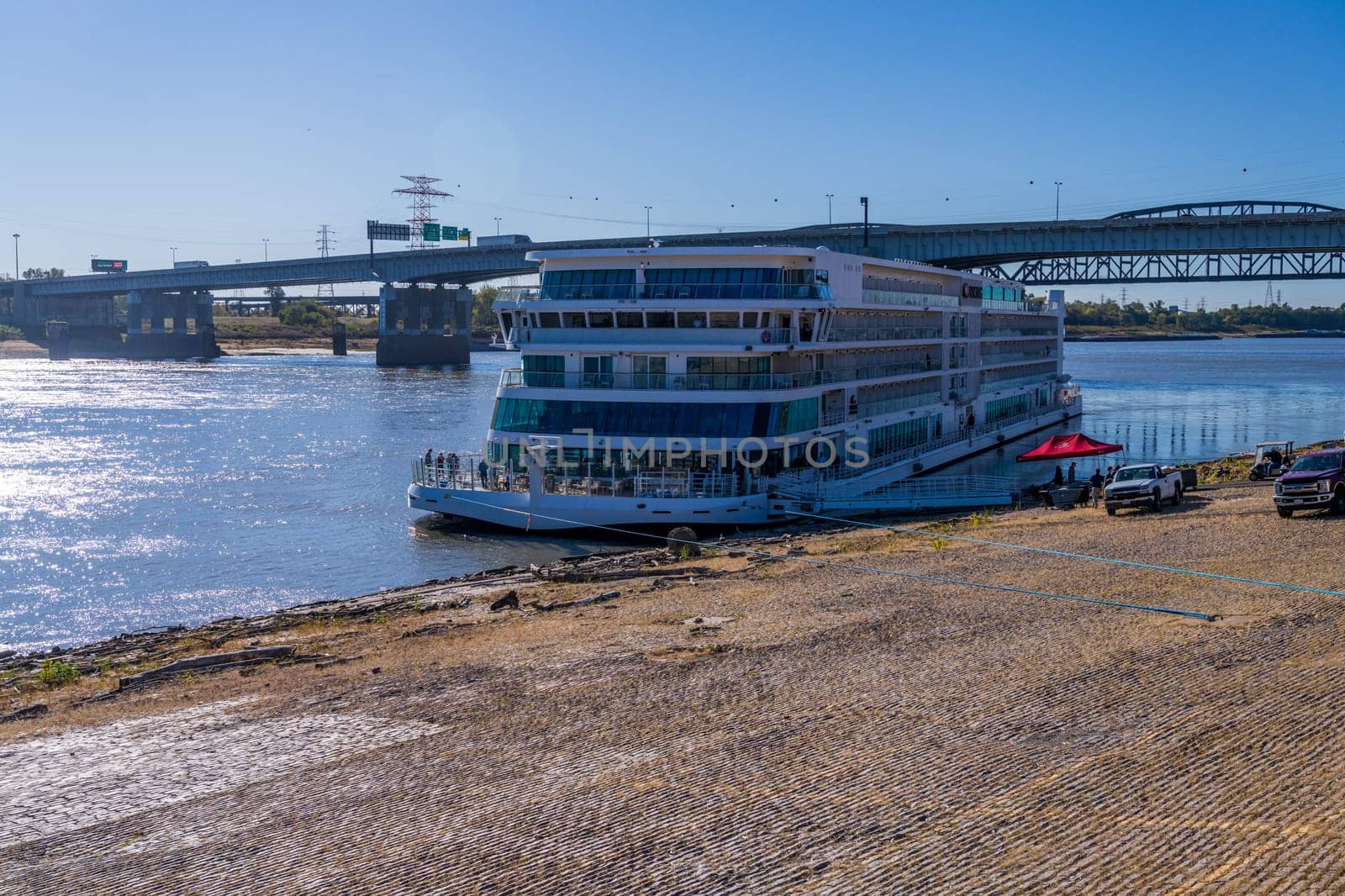 Viking Mississippi boat moored on levee at St Louis Missouri by steheap