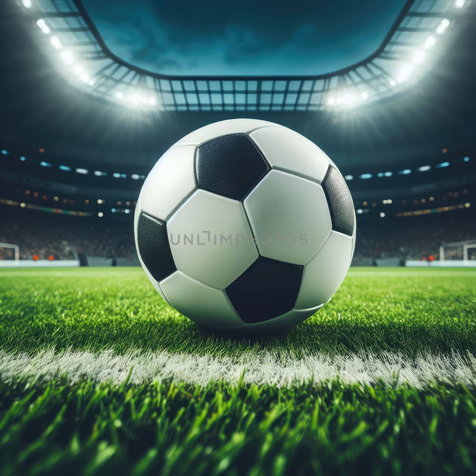 ball on the green field in soccer stadium. ready for game in the midfield - soccer ball close-up.