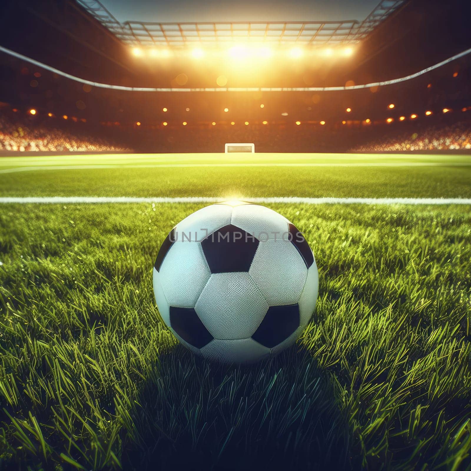 ball on the green field in soccer stadium. ready for game in the midfield - soccer ball close-up.