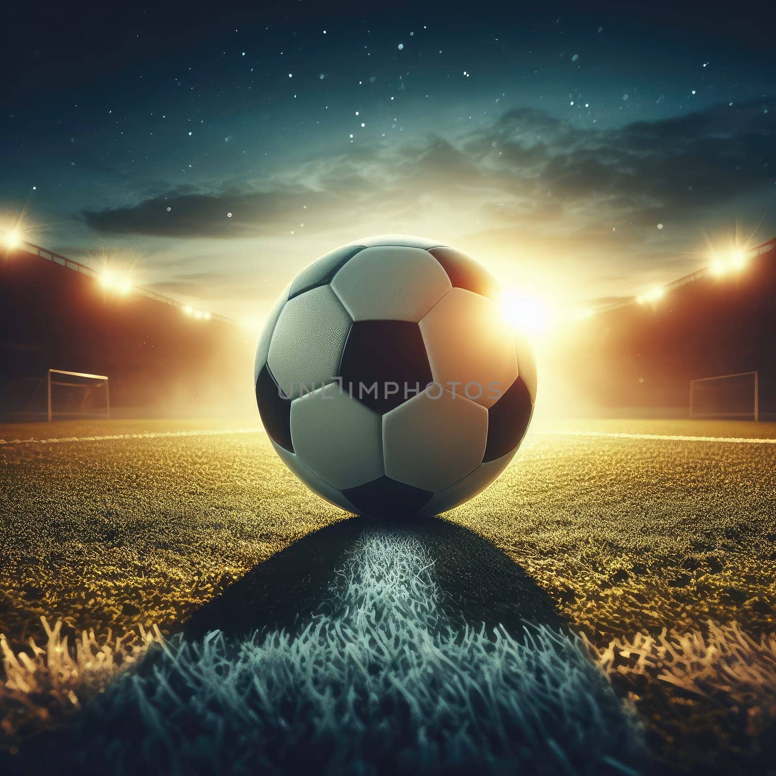 ball on the green field in soccer stadium. ready for game in the midfield - soccer ball close-up.