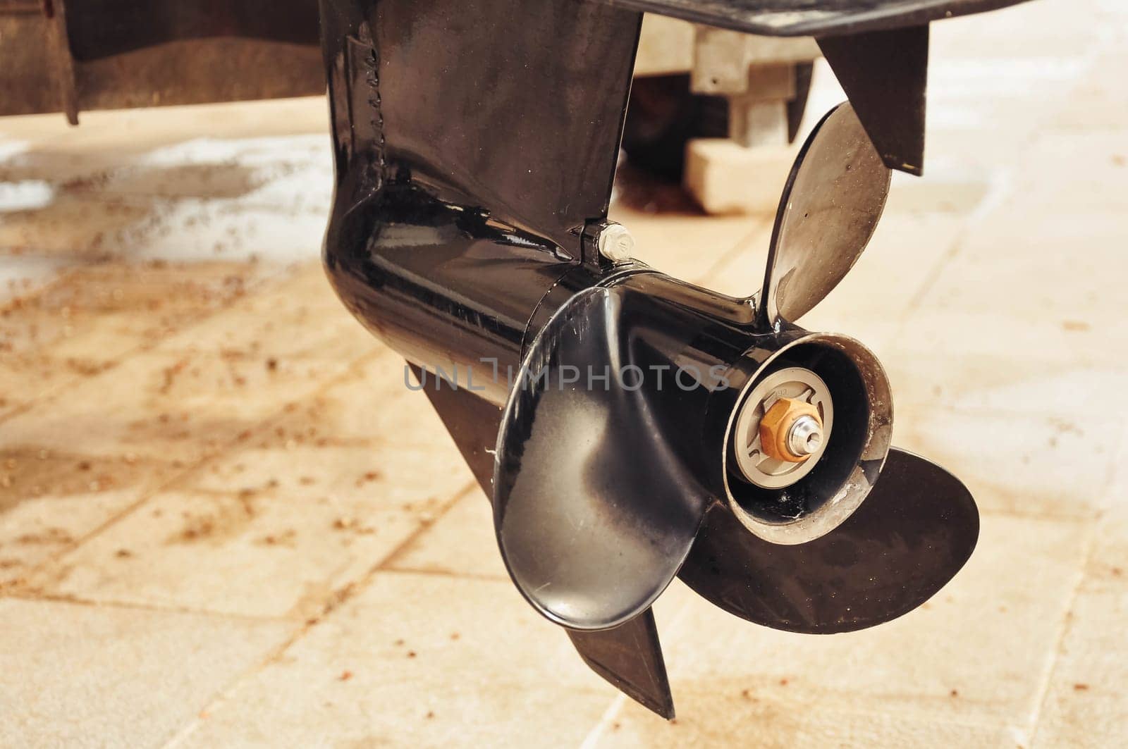 Motor propellers for motor yachts and boats close-up. The motors are by PopOff