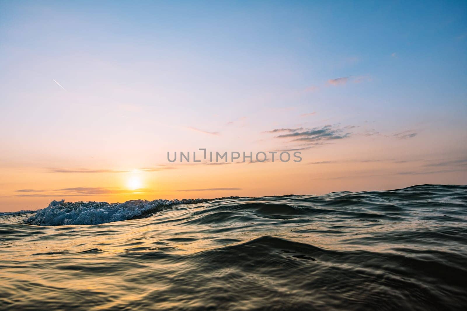 there is place for inscription Beautiful view of the seashore,storm waves.Beautiful sea background by PopOff