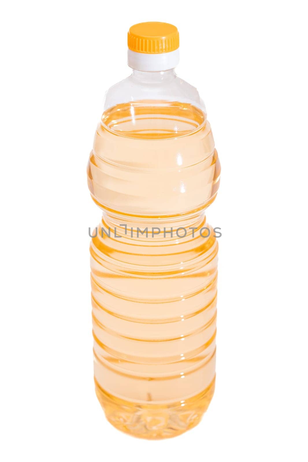 A Plastic Bottle of Sunflower Oil Isolated on White Background