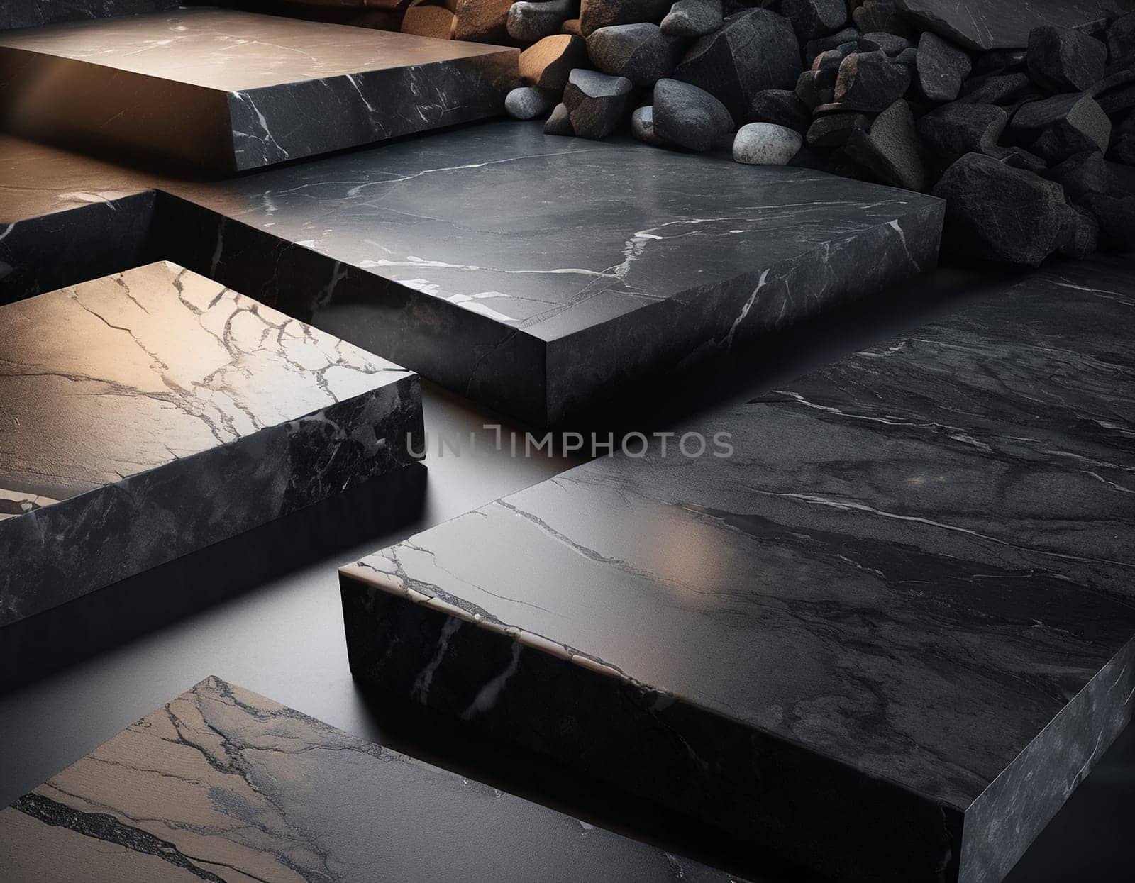 Professional background with expensive black mountain granite and marble. High quality illustration