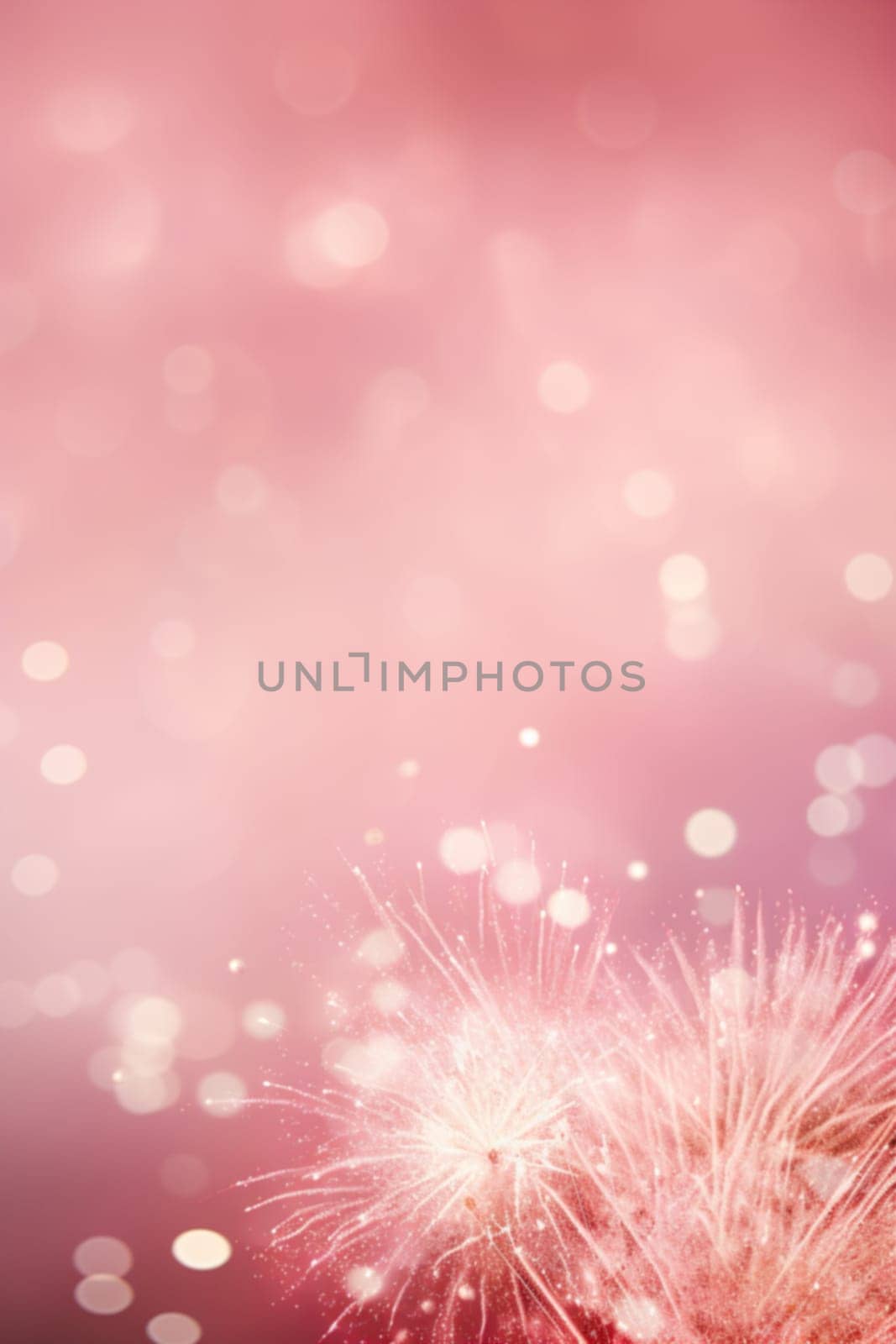 Enchanting pink fireworks and sparkling bokeh on a soft pink gradient, perfect for celebrations and festive designs. Copy space. Merry Xmas, Happy New Year. Festive vertical backdrop. Generative AI. by creativebird