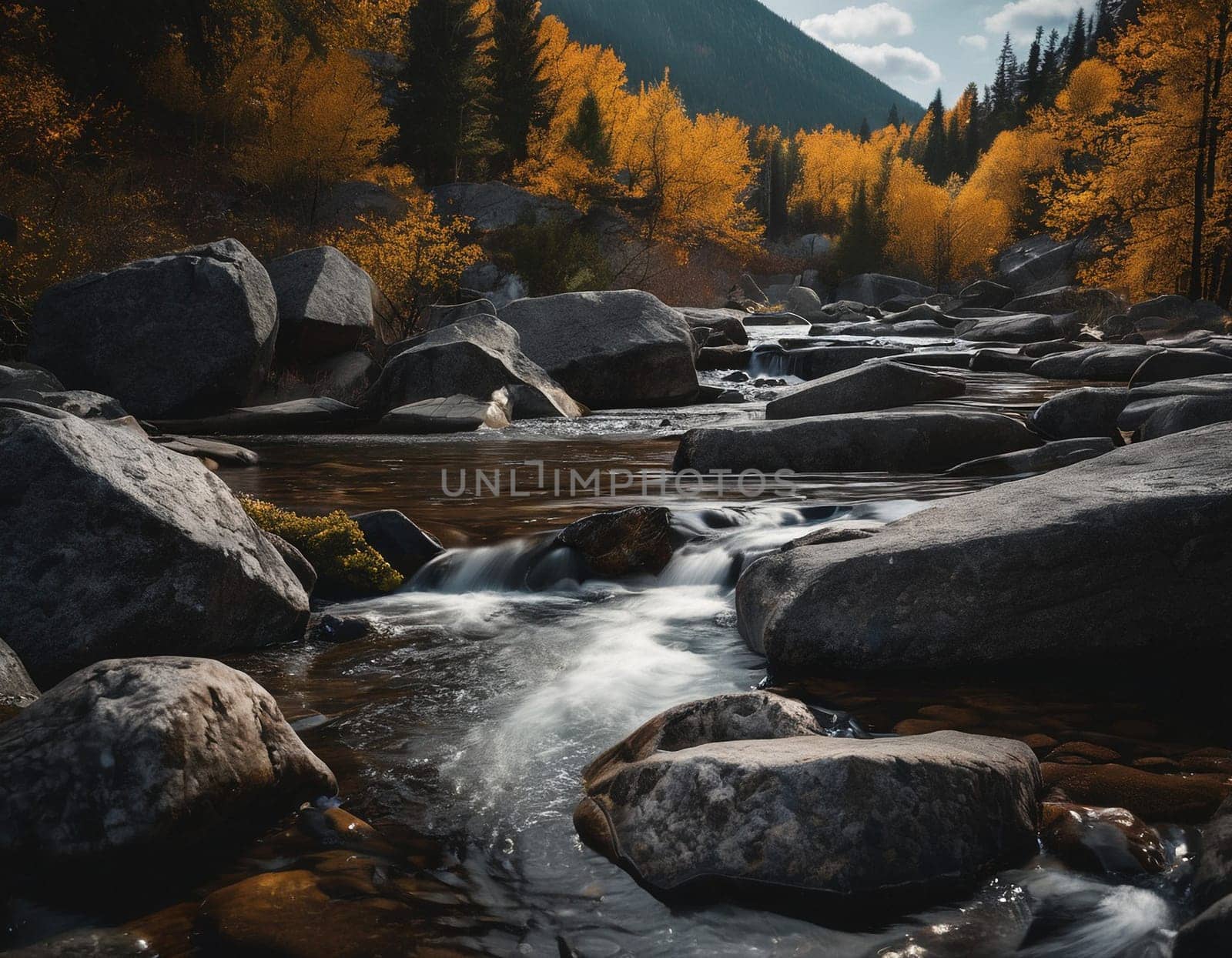 Beautiful cinematic mountain landscape with black marble and granite by NeuroSky