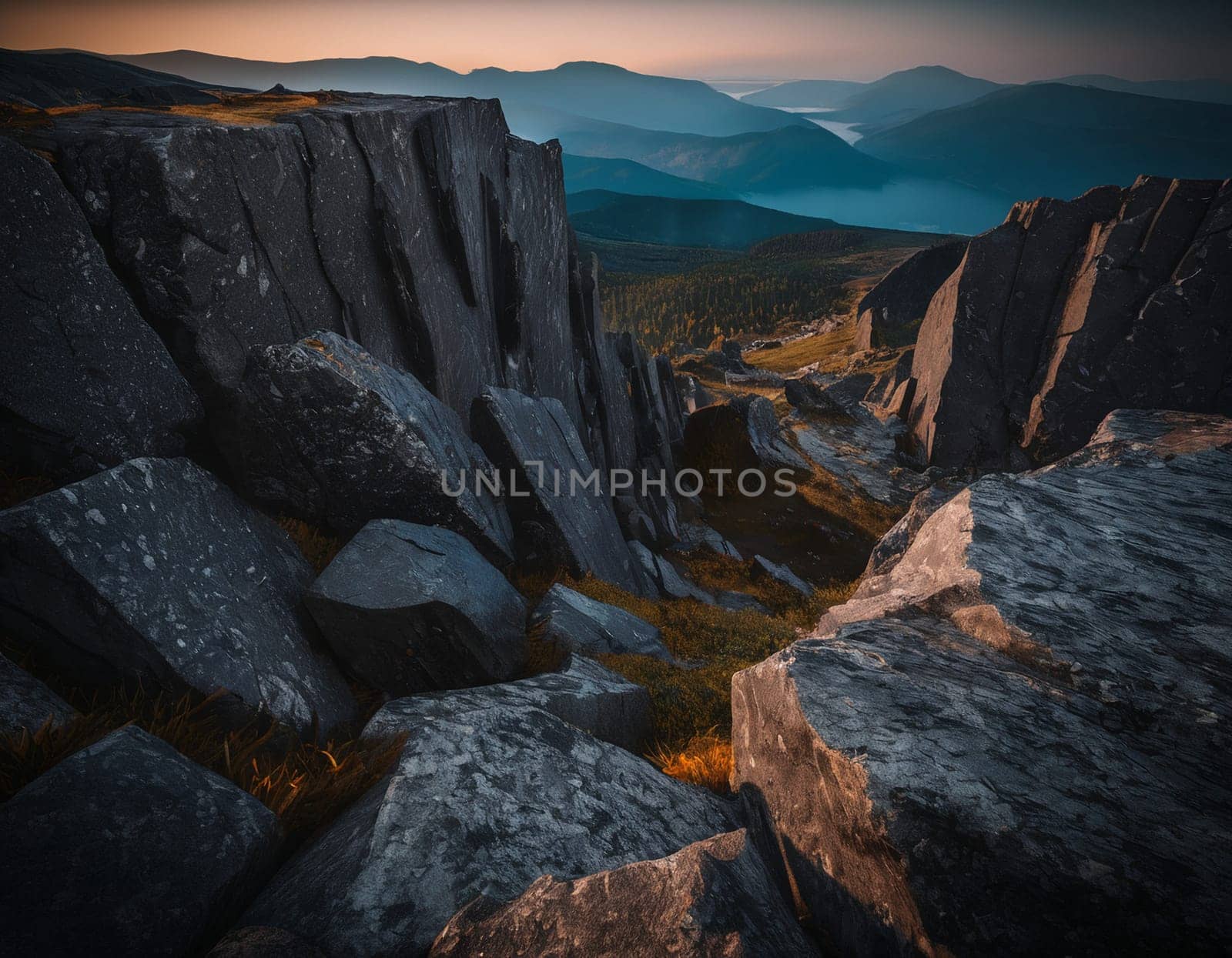 Beautiful cinematic mountain landscape with black marble and granite by NeuroSky