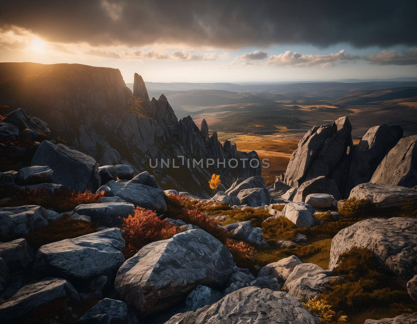 Beautiful cinematic mountain landscape with black marble and granite by NeuroSky