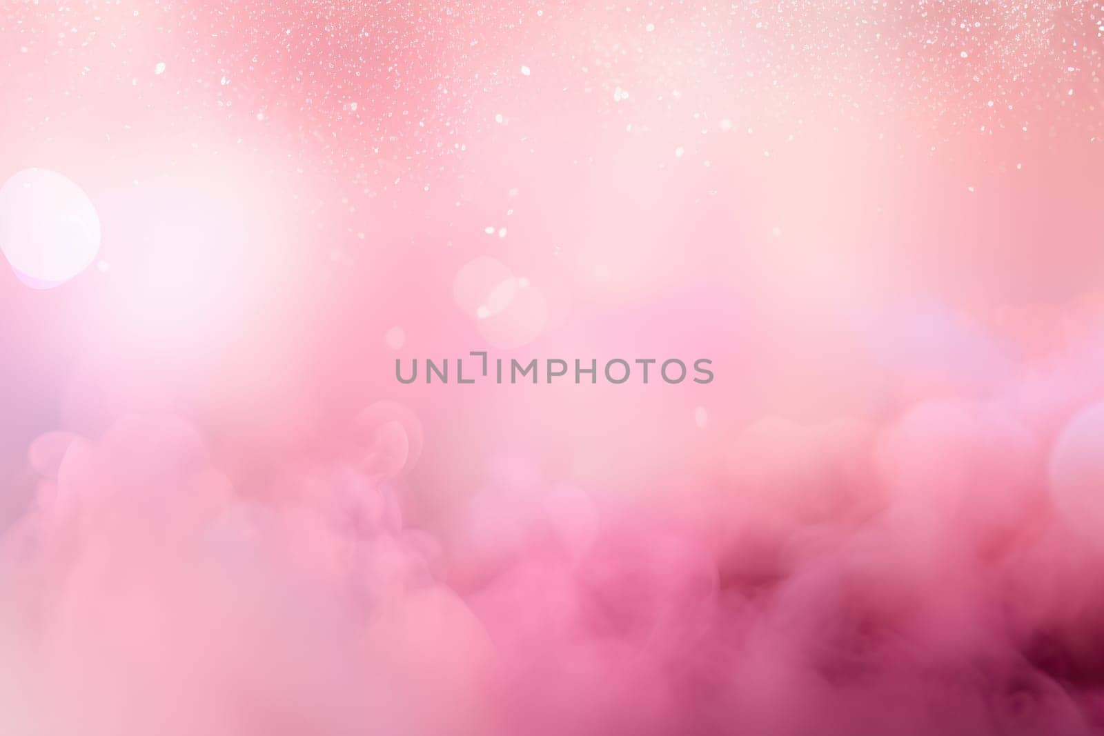 Mystical pink smoke with bokeh lights, blending into a deep purple background for a magical feel. Backdrop for advertising text, event invitations, meditation apps, spa marketing. Generative AI. by creativebird