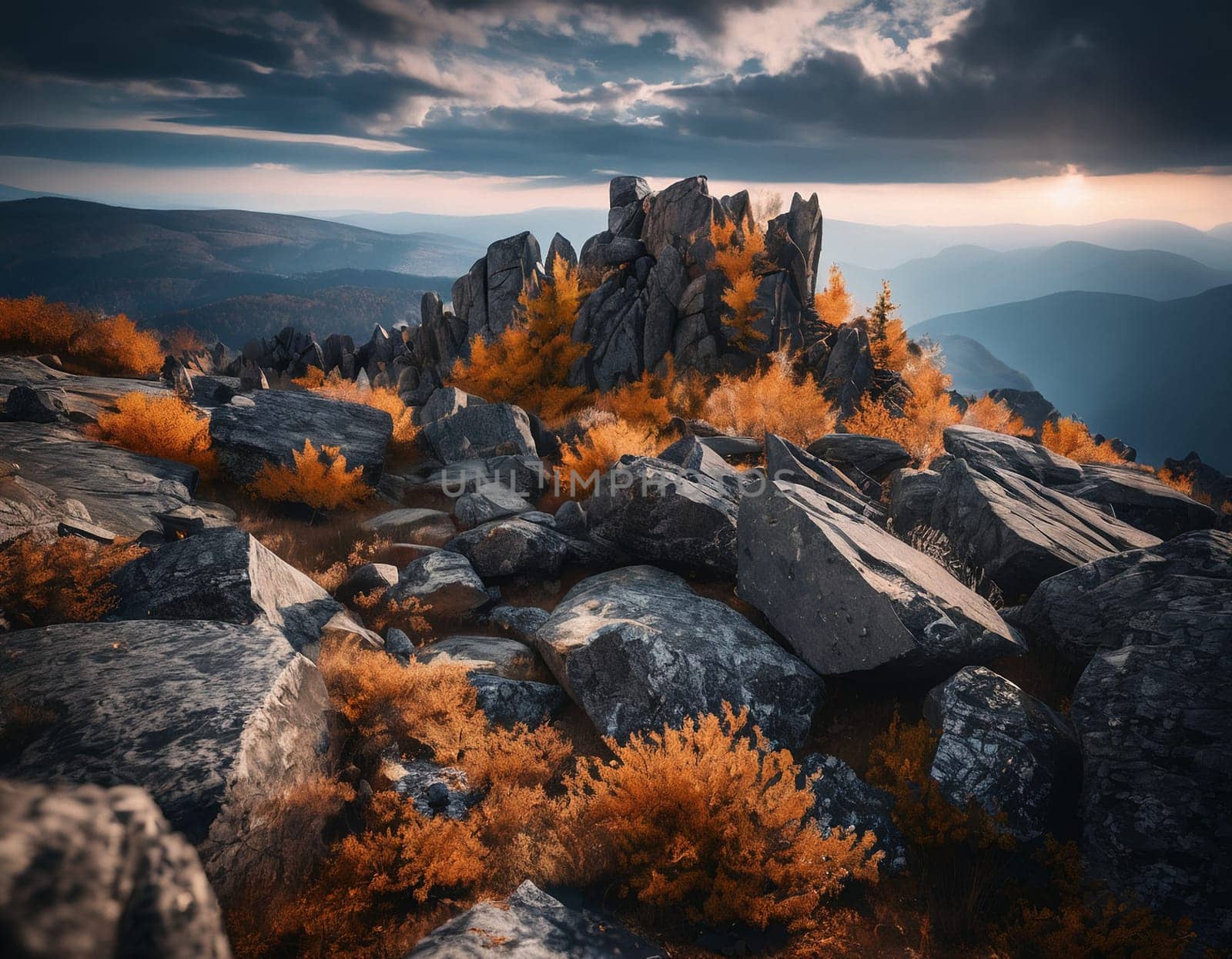 Beautiful cinematic mountain landscape with black marble and granite by NeuroSky